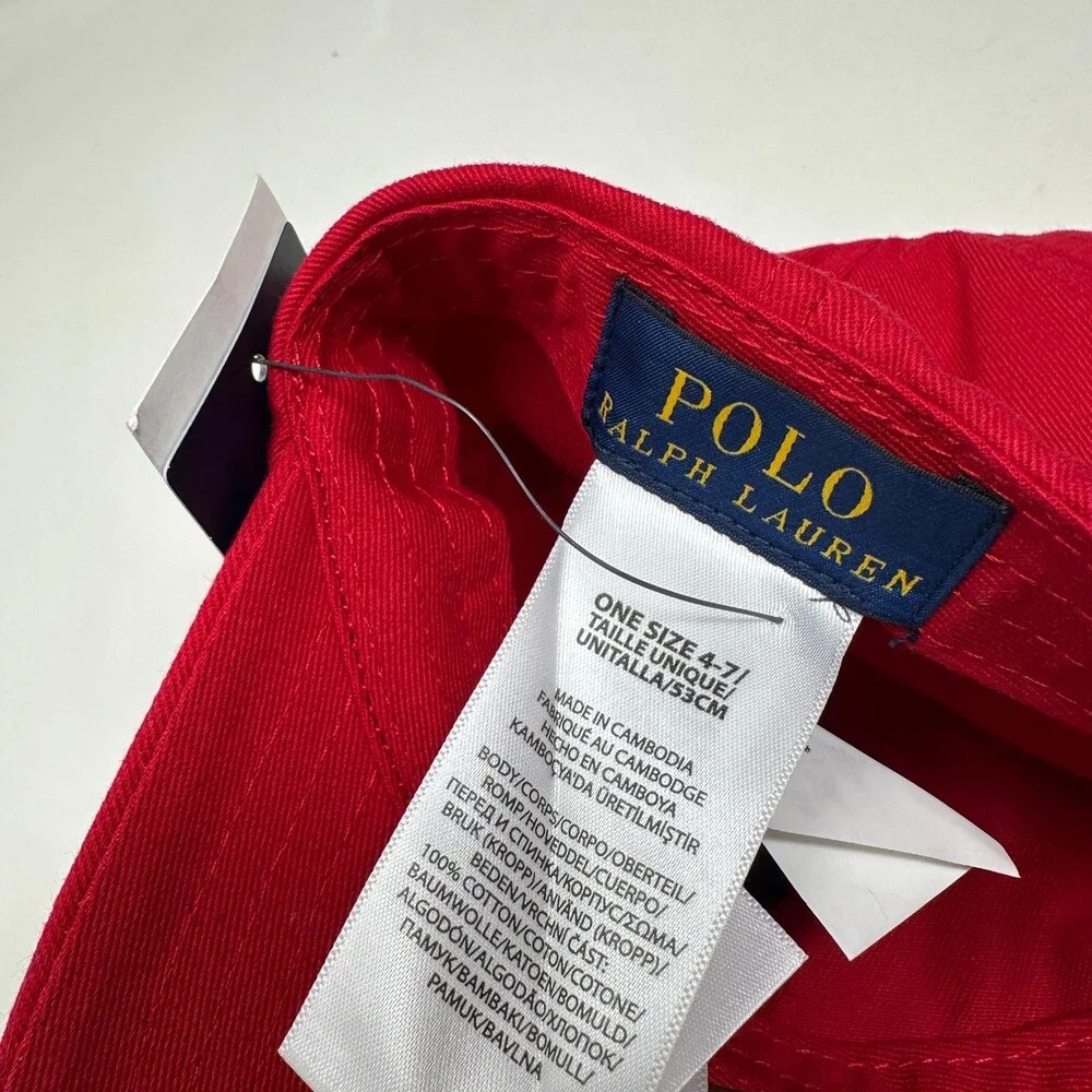 Polo Ralph Lauren Hat Kids Adjustable Red Cotton Signature Pony Cap